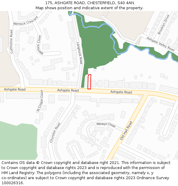 175, ASHGATE ROAD, CHESTERFIELD, S40 4AN: Location map and indicative extent of plot