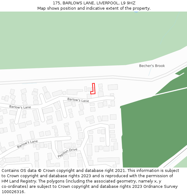 175, BARLOWS LANE, LIVERPOOL, L9 9HZ: Location map and indicative extent of plot
