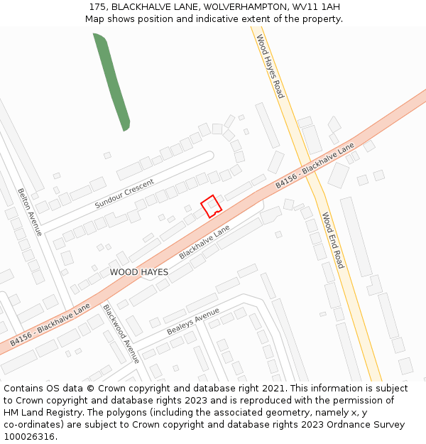 175, BLACKHALVE LANE, WOLVERHAMPTON, WV11 1AH: Location map and indicative extent of plot