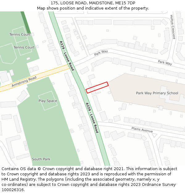 175, LOOSE ROAD, MAIDSTONE, ME15 7DP: Location map and indicative extent of plot