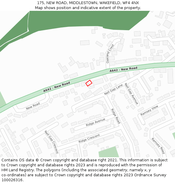 175, NEW ROAD, MIDDLESTOWN, WAKEFIELD, WF4 4NX: Location map and indicative extent of plot