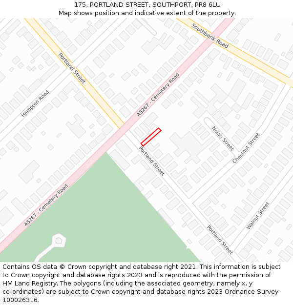 175, PORTLAND STREET, SOUTHPORT, PR8 6LU: Location map and indicative extent of plot