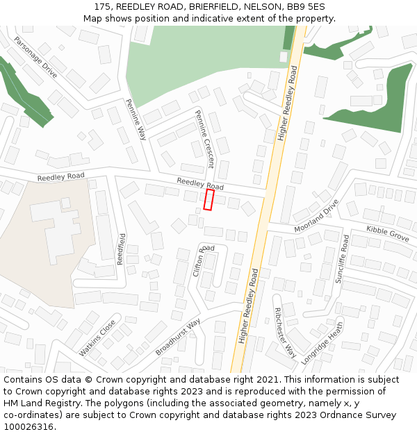 175, REEDLEY ROAD, BRIERFIELD, NELSON, BB9 5ES: Location map and indicative extent of plot