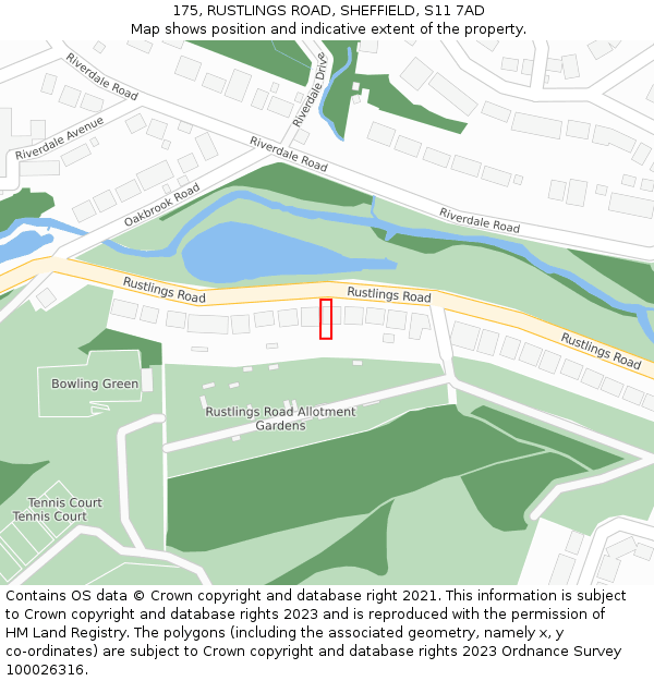 175, RUSTLINGS ROAD, SHEFFIELD, S11 7AD: Location map and indicative extent of plot