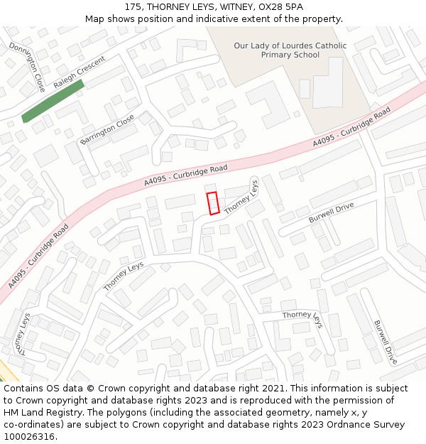 175, THORNEY LEYS, WITNEY, OX28 5PA: Location map and indicative extent of plot