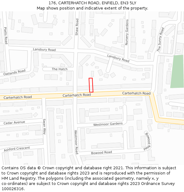 176, CARTERHATCH ROAD, ENFIELD, EN3 5LY: Location map and indicative extent of plot