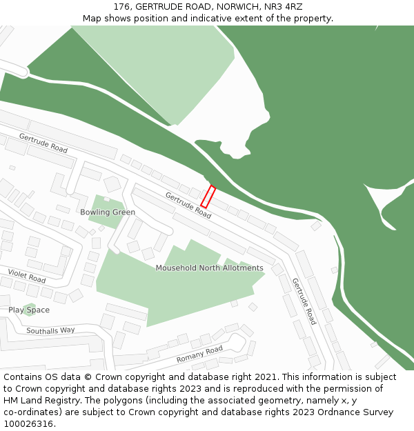 176, GERTRUDE ROAD, NORWICH, NR3 4RZ: Location map and indicative extent of plot
