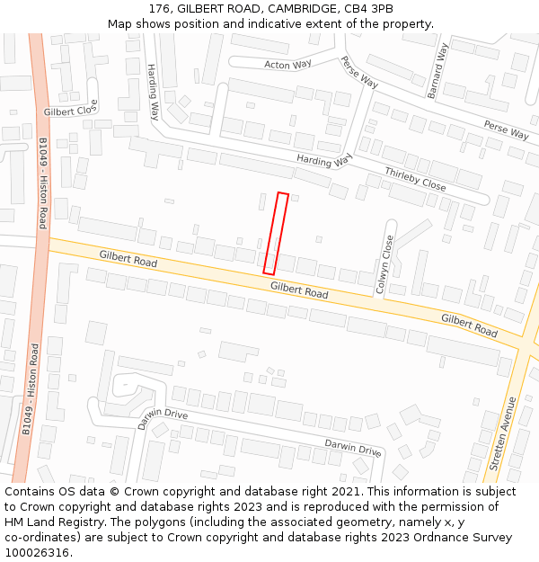 176, GILBERT ROAD, CAMBRIDGE, CB4 3PB: Location map and indicative extent of plot