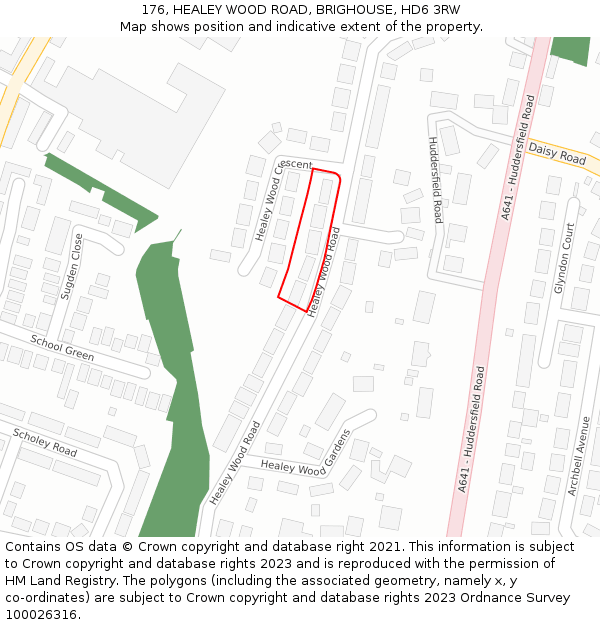 176, HEALEY WOOD ROAD, BRIGHOUSE, HD6 3RW: Location map and indicative extent of plot