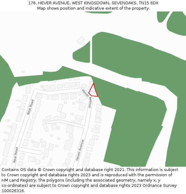 176, HEVER AVENUE, WEST KINGSDOWN, SEVENOAKS, TN15 6DX: Location map and indicative extent of plot