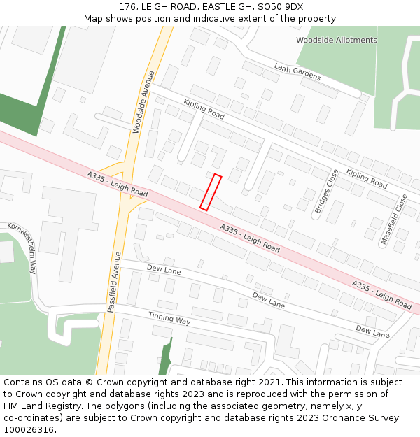 176, LEIGH ROAD, EASTLEIGH, SO50 9DX: Location map and indicative extent of plot