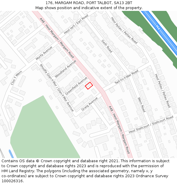 176, MARGAM ROAD, PORT TALBOT, SA13 2BT: Location map and indicative extent of plot