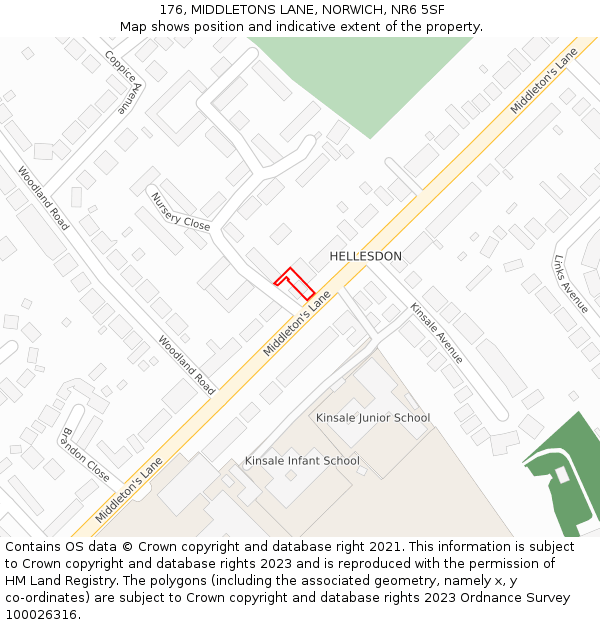 176, MIDDLETONS LANE, NORWICH, NR6 5SF: Location map and indicative extent of plot