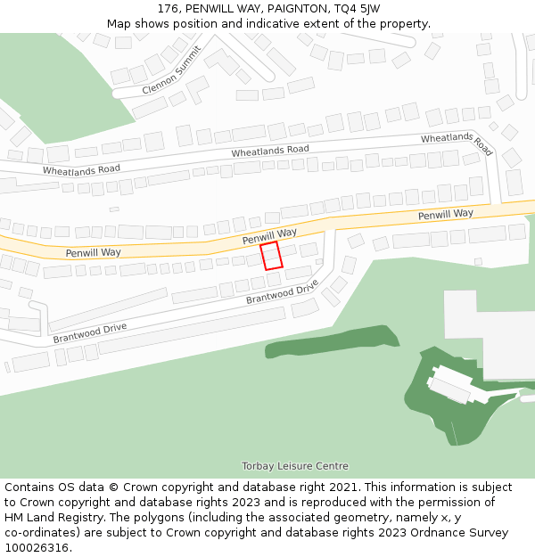 176, PENWILL WAY, PAIGNTON, TQ4 5JW: Location map and indicative extent of plot