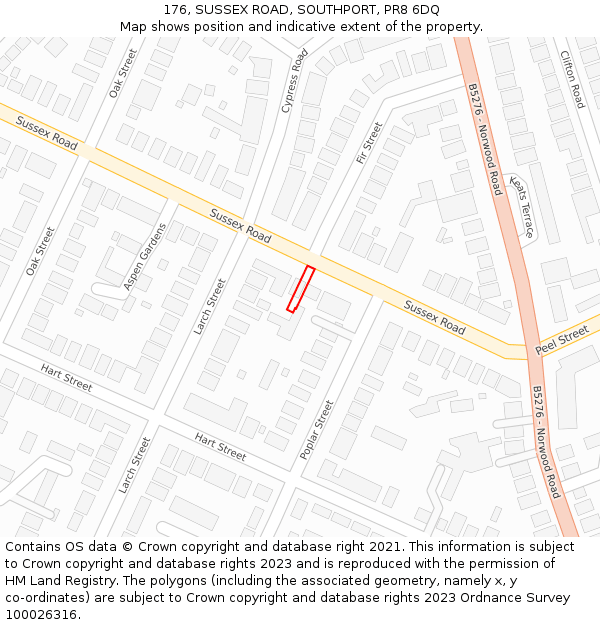 176, SUSSEX ROAD, SOUTHPORT, PR8 6DQ: Location map and indicative extent of plot