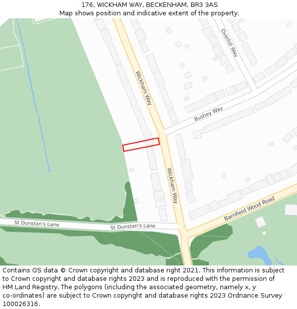 176, WICKHAM WAY, BECKENHAM, BR3 3AS: Location map and indicative extent of plot