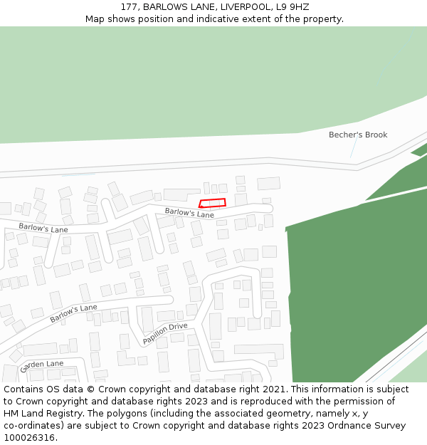 177, BARLOWS LANE, LIVERPOOL, L9 9HZ: Location map and indicative extent of plot