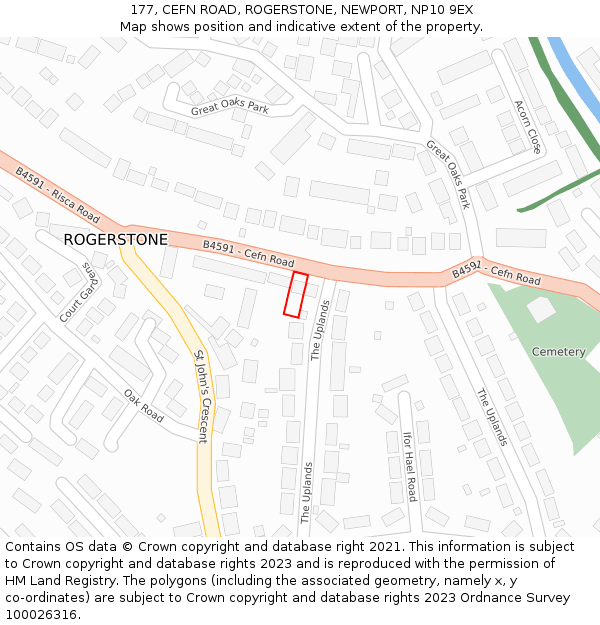 177, CEFN ROAD, ROGERSTONE, NEWPORT, NP10 9EX: Location map and indicative extent of plot