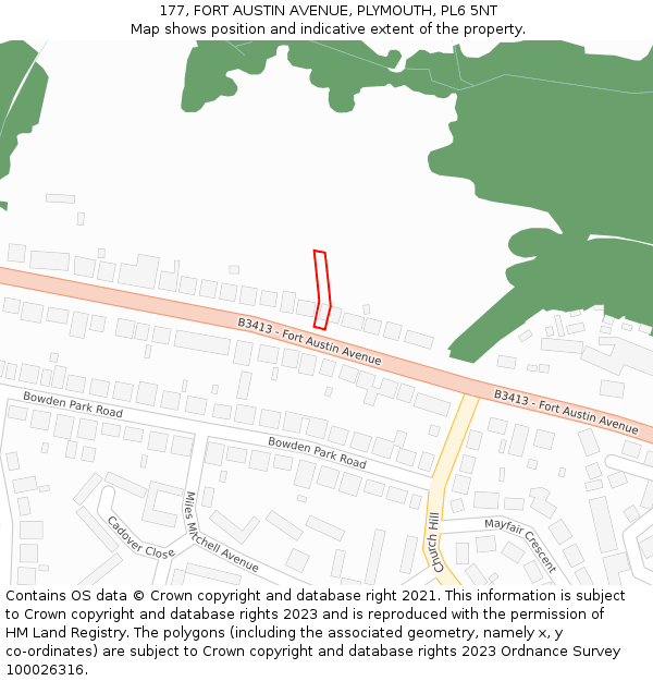 177, FORT AUSTIN AVENUE, PLYMOUTH, PL6 5NT: Location map and indicative extent of plot