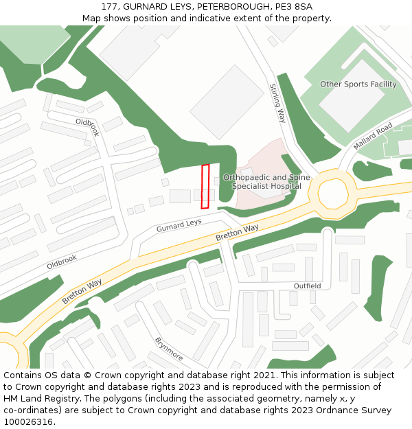 177, GURNARD LEYS, PETERBOROUGH, PE3 8SA: Location map and indicative extent of plot