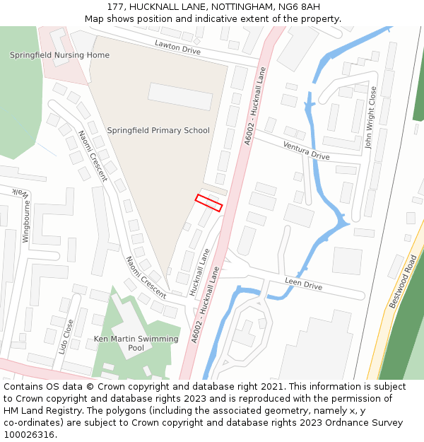 177, HUCKNALL LANE, NOTTINGHAM, NG6 8AH: Location map and indicative extent of plot