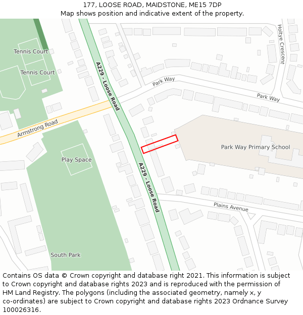 177, LOOSE ROAD, MAIDSTONE, ME15 7DP: Location map and indicative extent of plot