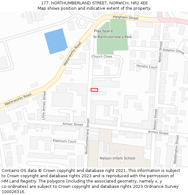 177, NORTHUMBERLAND STREET, NORWICH, NR2 4EE: Location map and indicative extent of plot
