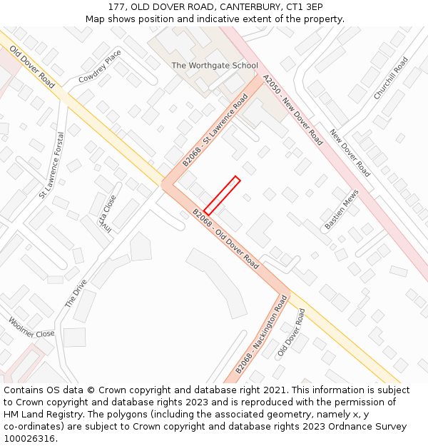 177, OLD DOVER ROAD, CANTERBURY, CT1 3EP: Location map and indicative extent of plot