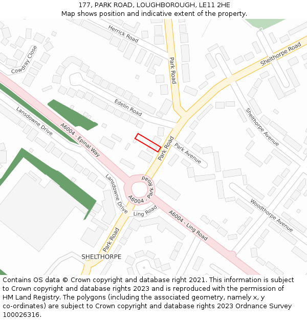 177, PARK ROAD, LOUGHBOROUGH, LE11 2HE: Location map and indicative extent of plot