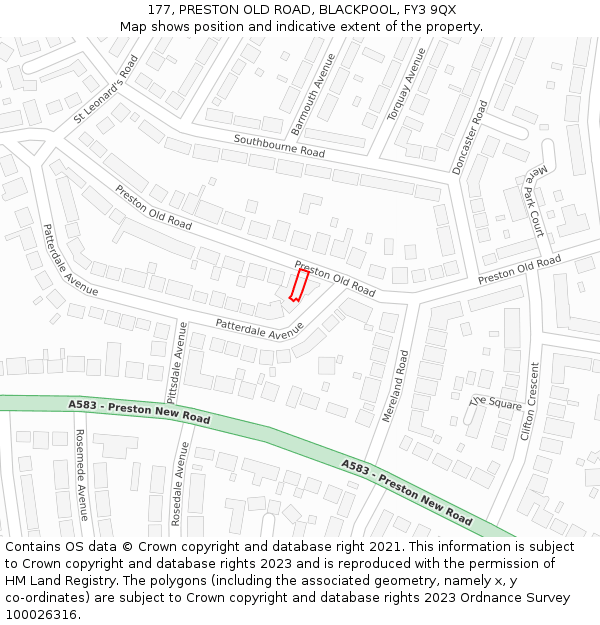 177, PRESTON OLD ROAD, BLACKPOOL, FY3 9QX: Location map and indicative extent of plot
