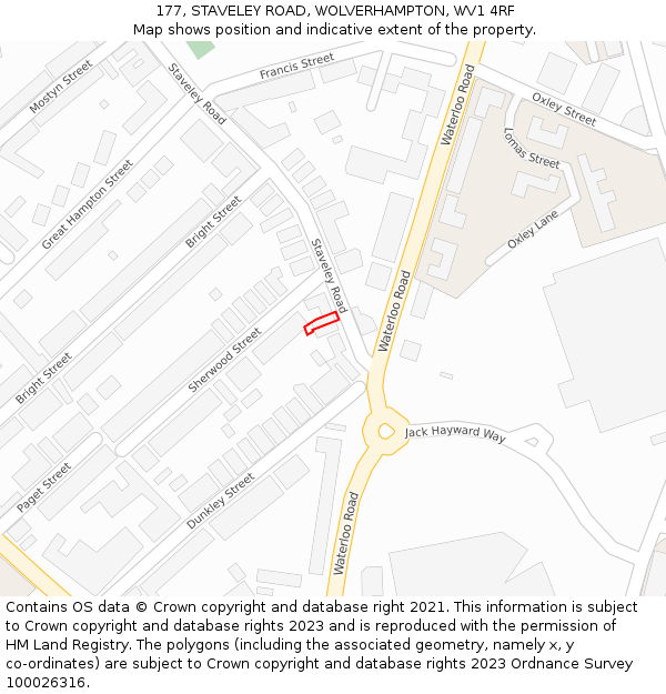 177, STAVELEY ROAD, WOLVERHAMPTON, WV1 4RF: Location map and indicative extent of plot
