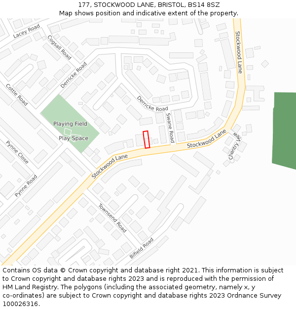 177, STOCKWOOD LANE, BRISTOL, BS14 8SZ: Location map and indicative extent of plot