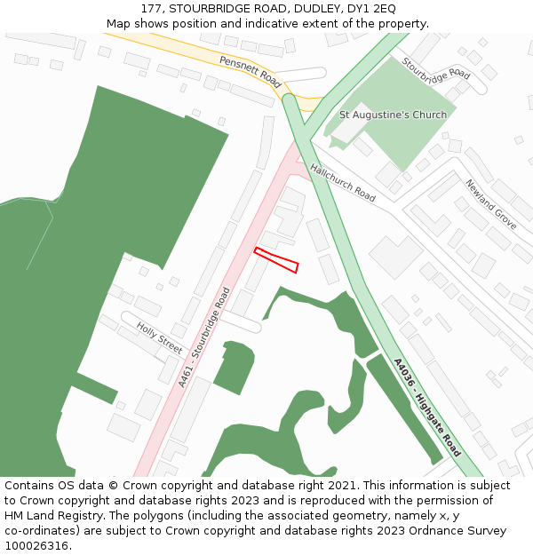 177, STOURBRIDGE ROAD, DUDLEY, DY1 2EQ: Location map and indicative extent of plot