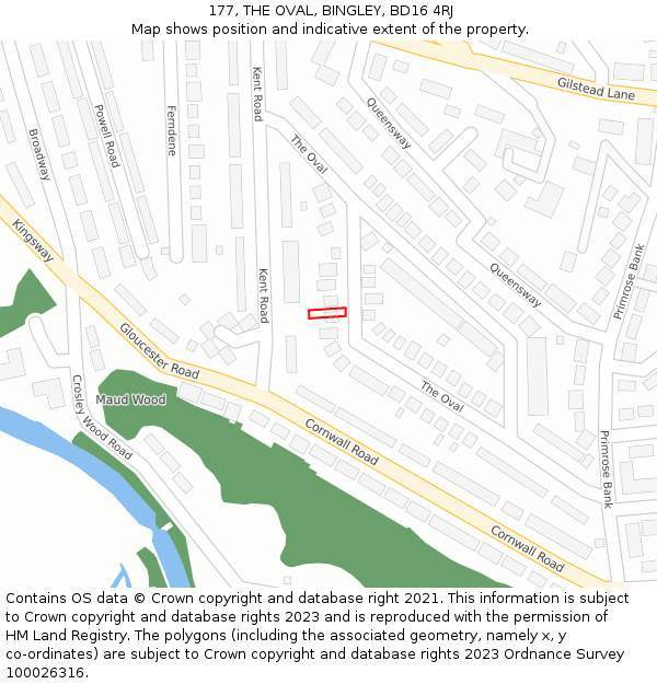 177, THE OVAL, BINGLEY, BD16 4RJ: Location map and indicative extent of plot