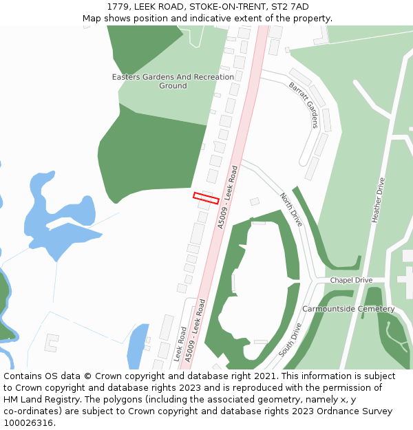 1779, LEEK ROAD, STOKE-ON-TRENT, ST2 7AD: Location map and indicative extent of plot