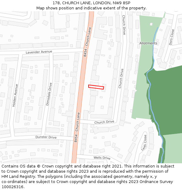 178, CHURCH LANE, LONDON, NW9 8SP: Location map and indicative extent of plot