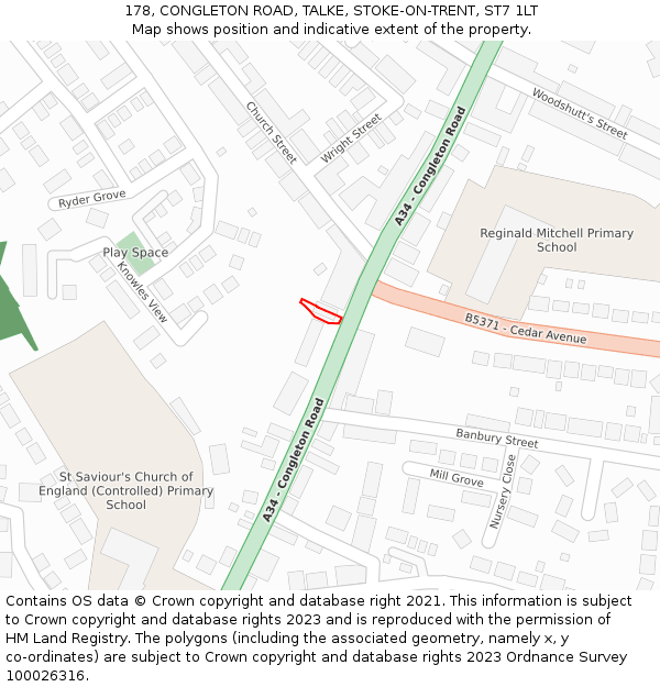 178, CONGLETON ROAD, TALKE, STOKE-ON-TRENT, ST7 1LT: Location map and indicative extent of plot