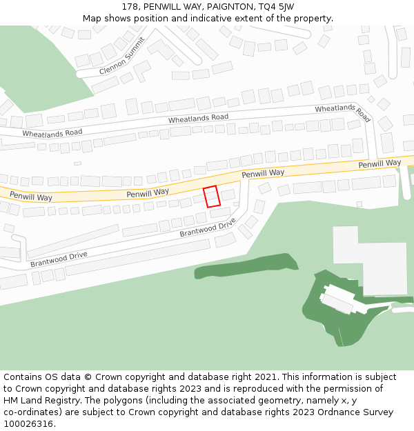 178, PENWILL WAY, PAIGNTON, TQ4 5JW: Location map and indicative extent of plot
