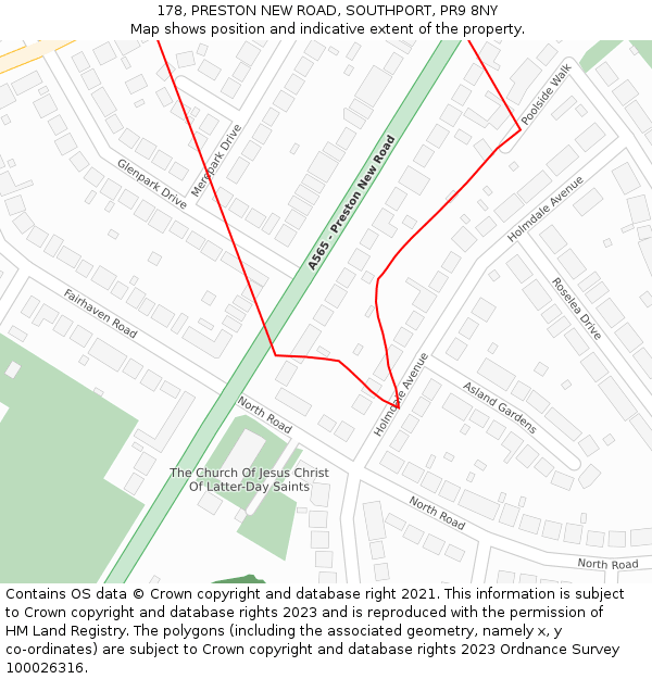 178, PRESTON NEW ROAD, SOUTHPORT, PR9 8NY: Location map and indicative extent of plot