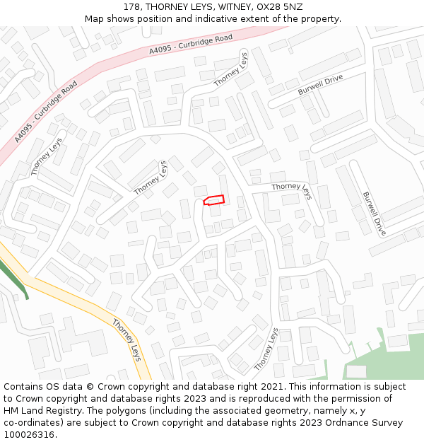 178, THORNEY LEYS, WITNEY, OX28 5NZ: Location map and indicative extent of plot