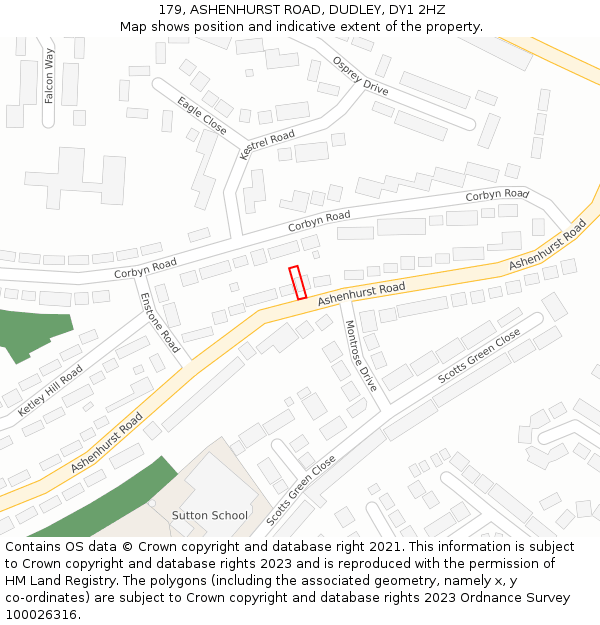 179, ASHENHURST ROAD, DUDLEY, DY1 2HZ: Location map and indicative extent of plot