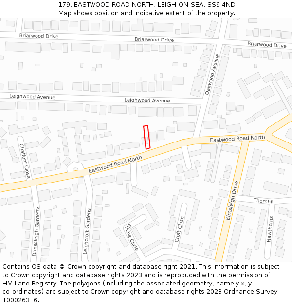 179, EASTWOOD ROAD NORTH, LEIGH-ON-SEA, SS9 4ND: Location map and indicative extent of plot