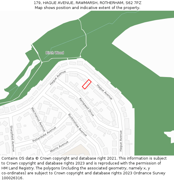 179, HAGUE AVENUE, RAWMARSH, ROTHERHAM, S62 7PZ: Location map and indicative extent of plot