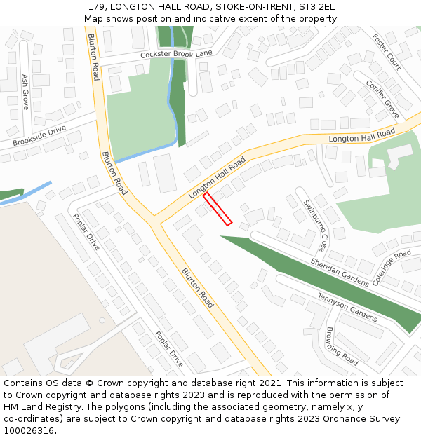 179, LONGTON HALL ROAD, STOKE-ON-TRENT, ST3 2EL: Location map and indicative extent of plot