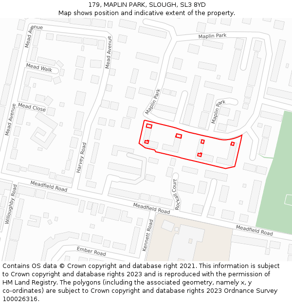 179, MAPLIN PARK, SLOUGH, SL3 8YD: Location map and indicative extent of plot
