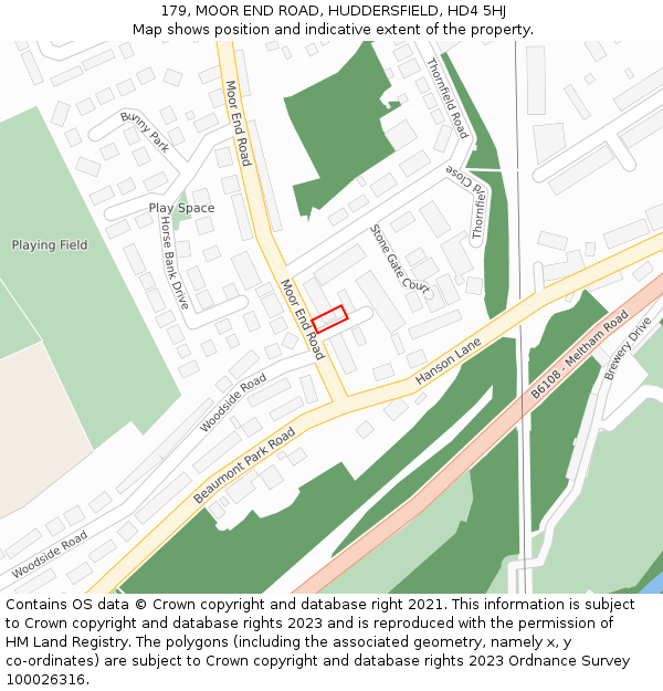 179, MOOR END ROAD, HUDDERSFIELD, HD4 5HJ: Location map and indicative extent of plot