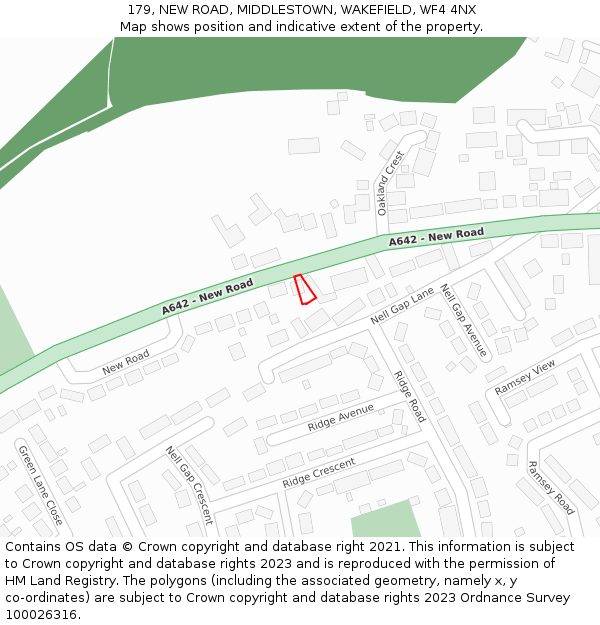 179, NEW ROAD, MIDDLESTOWN, WAKEFIELD, WF4 4NX: Location map and indicative extent of plot