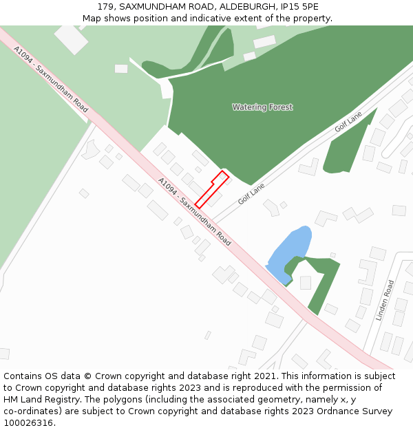 179, SAXMUNDHAM ROAD, ALDEBURGH, IP15 5PE: Location map and indicative extent of plot