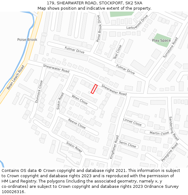 179, SHEARWATER ROAD, STOCKPORT, SK2 5XA: Location map and indicative extent of plot