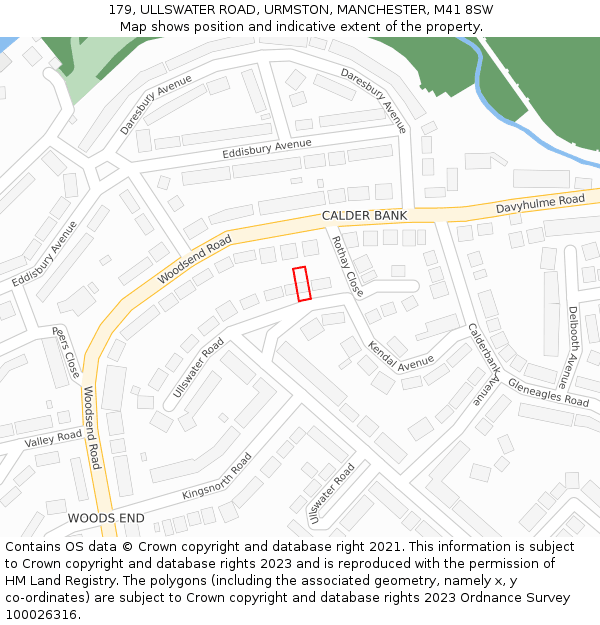 179, ULLSWATER ROAD, URMSTON, MANCHESTER, M41 8SW: Location map and indicative extent of plot